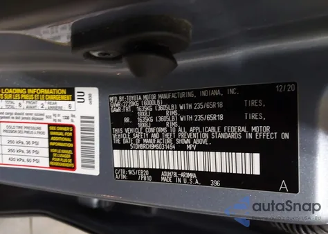 2021 Toyota Highlander Hybrid Xle из США, поврежденный, VIN 5TDHBRCH9MS031494